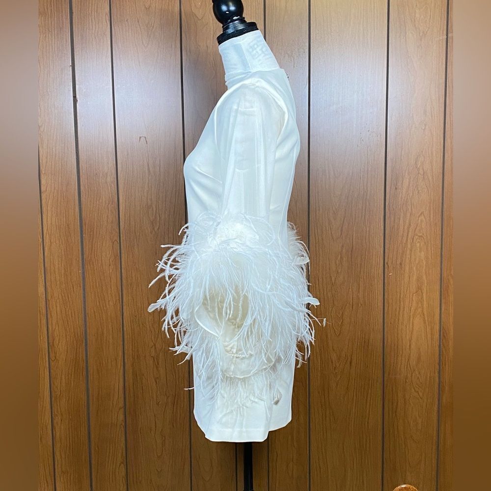 Alice + Olivia Izola Feather-Trim Minidress size 2 - Picture 7 of 12